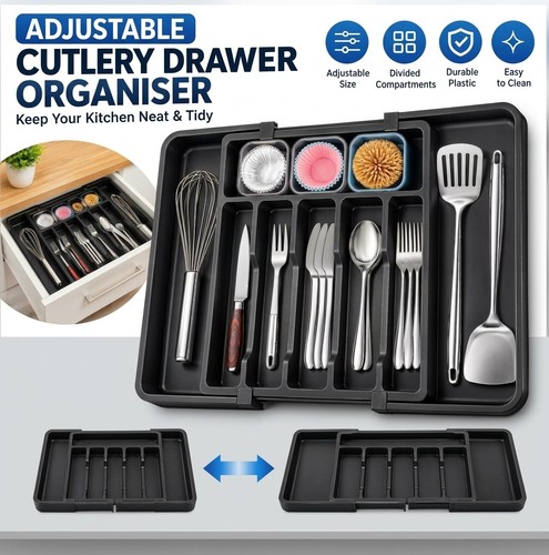 Adjustable cutlery drawer - adjustable,
