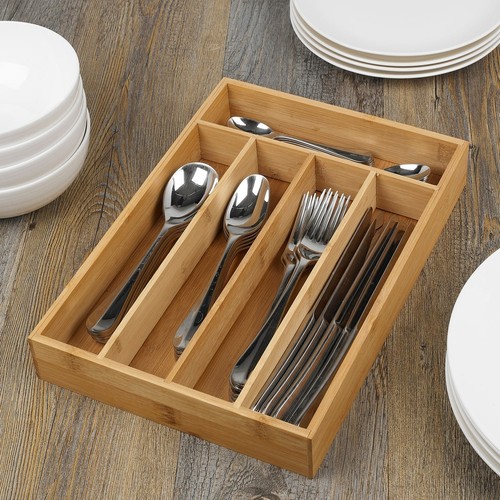 Compartment bamboo cutlery - bamboo,