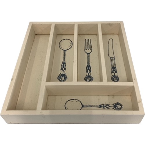 Vintage wooden cutlery - cutlery, tray