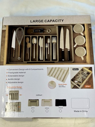 Grey expandable kitchen drawer - grey,